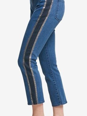 DKNY MIXED DEMIN CROP JEANS INDIGO  NWOT  SZ 30